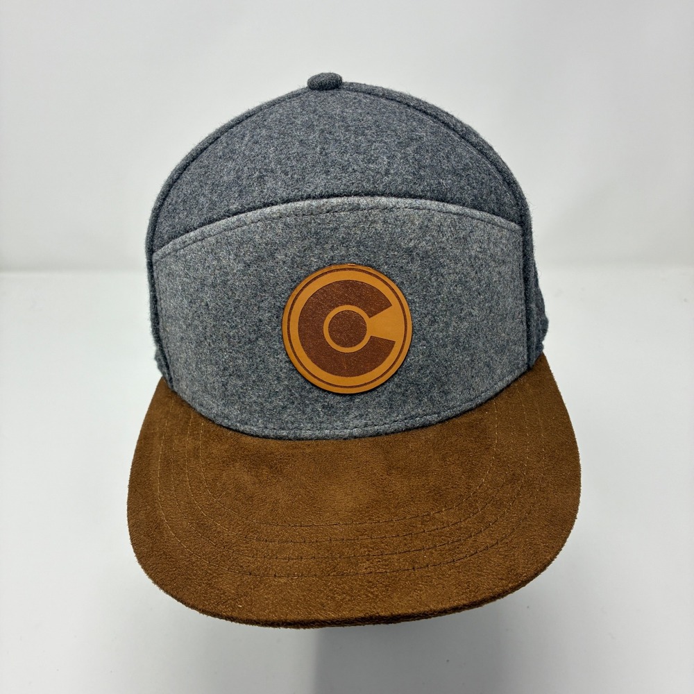 Aksels Colorado Wool Blend Snapback Hat Grey Brown Suede‎ Flat Bill Mens Cap